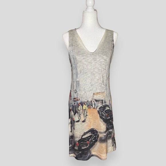 Vintage Inoah Sleevelss Graphic Dress Midi Length Dress Size Medium - Picture 1 of 7